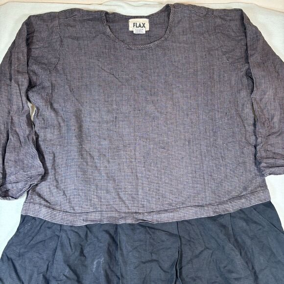 FLAX Jeanne Engelhart Tunic Top Women’s Large Stripes Linen Oversized Lagenlook - Picture 6 of 8